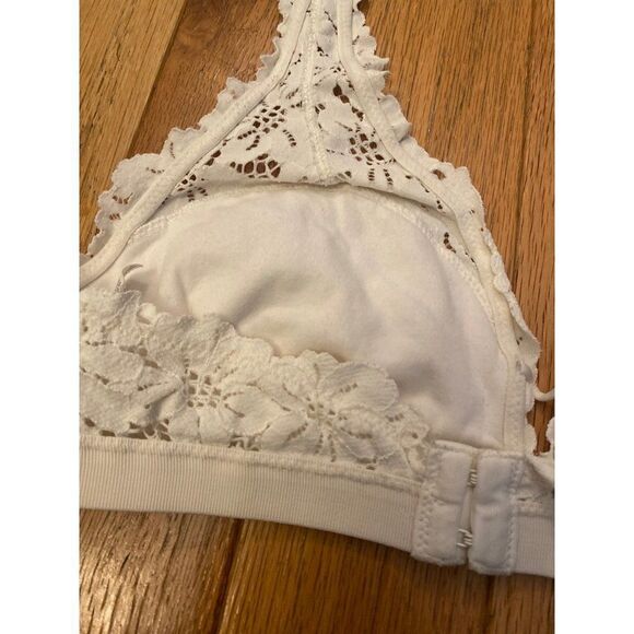 Aerie, women's ivory lace halter non padded bra size small - Picture 4 of 5
